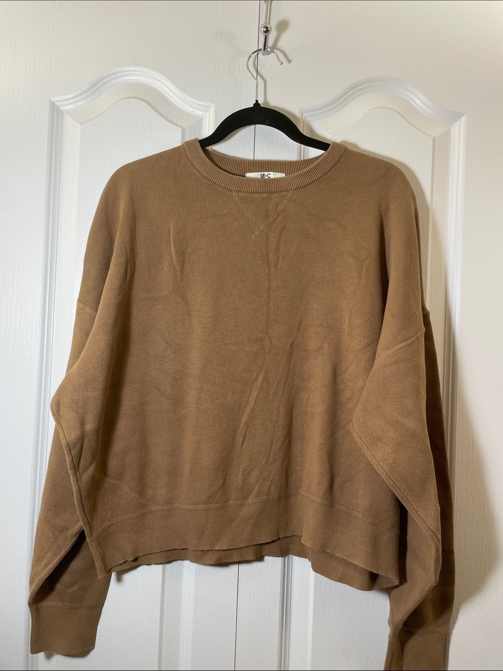 Uniqlo C Oversized Crewneck 100% cotton Sweater - Tan Brown